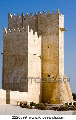 Stock Photo - Tower of fort, Umm Salal Mohammed Fort, Doha, Qatar . Fotosearch