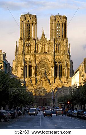 Traffic in front of cathedral, Cathedral Of Reims, Reims, Champagne-Ardenne, France View Large Photo Image Stock Image - Traffic in front of cathedral, Cathedral Of Reims, Reims, Champagne-Ardenne, France . Fotosearch