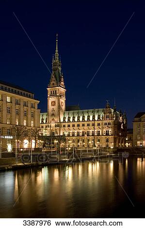 View of town hall and the Alster, Hamburg, Germany View Large Photo Image Stock Photograph - View of town hall and the Alster, Hamburg, Germany . Fotosearch