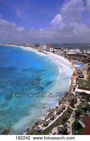 Vue Aérienne De Côtier Ville Plage Cancun Cancun Quintana Roo Péninsule Yucatan Mexique Banque Dimage