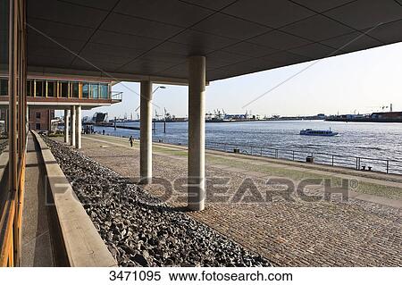 Stock Photography - Water front at the elbe, Neumuehlen, Hamburg, Germany, Europe . Fotosearch
