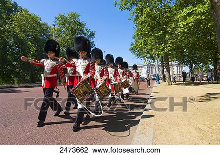 Welsh guards band marches up the Mall, London, England View Large Photo Image Stock Image - Welsh guards band marches up the Mall, London, England . Fotosearch