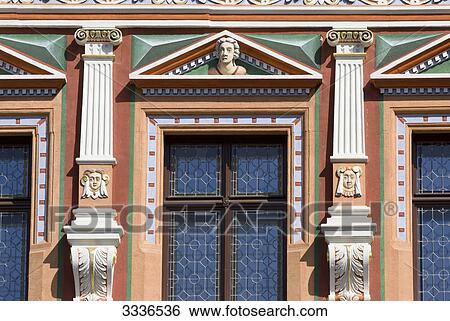 Stock Photograph - Windows of a building in the old town, Erfurt, Germany . Fotosearch