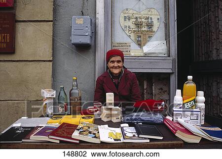 Woman selling books, Moscow, Russia View Large Photo Image Stock Image - Woman selling books, Moscow, Russia . Fotosearch
