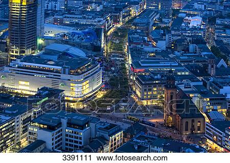 Stock Image - Zeil and Hauptwache in the evening, Frankfurt am Main, Hesse, Germany . Fotosearch