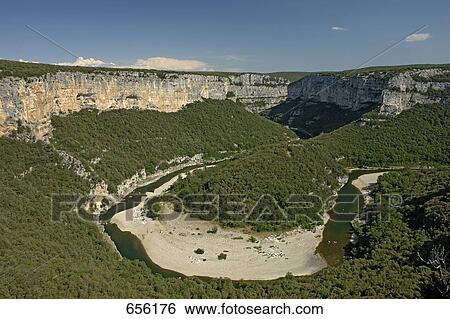 Aerial view of canyon, Gorge of Ardeche, France View Large Photo Image Stock Photograph - Aerial view of canyon, Gorge of Ardeche, France . Fotosearch