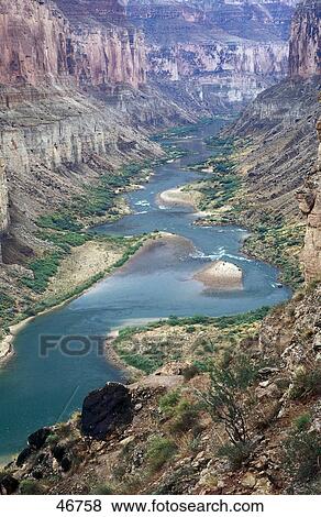 Aerial view of or river, Colorado River, Grand Canyon, Arizona, USA View Large Photo Image Stock Photo - Aerial view of or river, Colorado River, Grand Canyon, Arizona, USA . Fotosearch