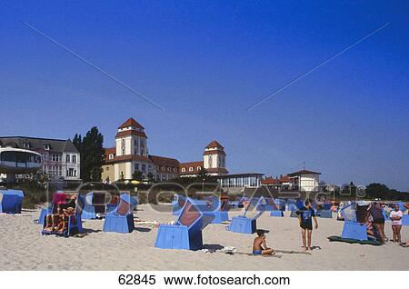 Stock Photography - Beach chairs on sand, Mecklenburg-Vorpommern, Germany, Europe . Fotosearch