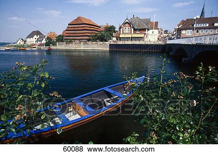 Boat moored at coast, Neustadt, Hamburg, Germany View Large Photo Image Stock Photo - Boat moored at coast, Neustadt, Hamburg, Germany . Fotosearch