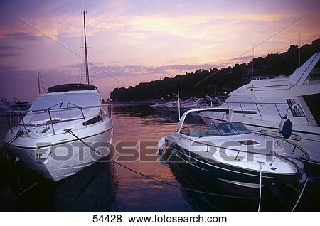 Stock Photo - Boats in harbor, Brela, Croatia . Fotosearch