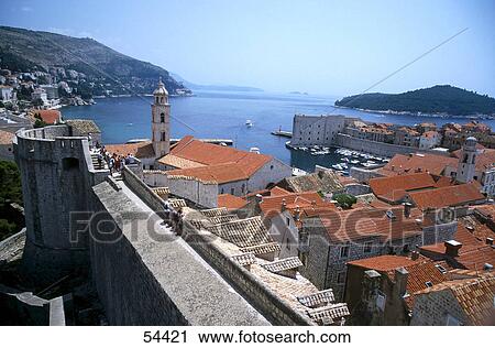 Buildings at coast, Dubrovnik, Croatia View Large Photo Image Stock Image - Buildings at coast, Dubrovnik, Croatia . Fotosearch