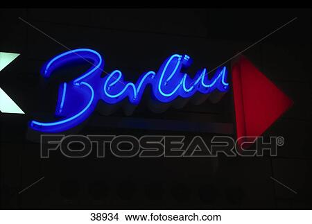 Close-up of Berlin neon sign View Large Photo Image Picture - Close-up of Berlin neon sign . Fotosearch