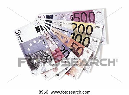 Stock Photograph - Close-up of European Union Euro notes . Fotosearch