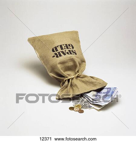 Close-up of money bag full of German currency View Large Photo Image Stock Image - Close-up of money bag full of German currency . Fotosearch