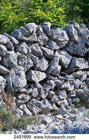 Stock Photo - Close-up of stone wall, Balkans, Croatia . Fotosearch