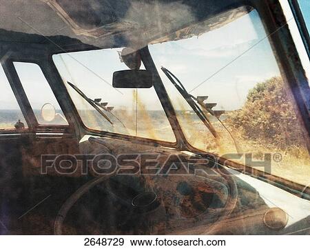 Stock Photo - Close-up of Volkswagen bus, Chapman's Peak, Cape Peninsula, Cape Town, South Africa . Fotosearch