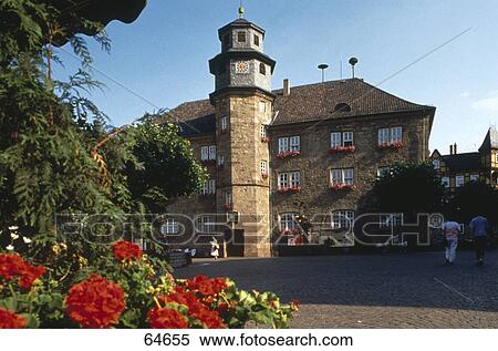 Stock Photography - Facade of city hall, Witzenhausen, Werra-Meißner, Hesse, Germany . Fotosearch