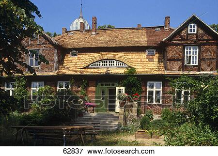 Stock Photo - Facade of house, Gingst, Mecklenburg-Vorpommern, Germany . Fotosearch