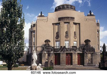 Stock Photograph - Facade of theater building, Cottbus, Germany . Fotosearch