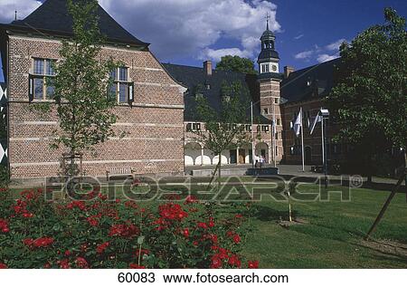Flowers in garden in front of castle, Schloss Reinbeck Castle, Hamburg, Germany  View Large Photo Image Stock Image - Flowers in garden in front of castle, Schloss Reinbeck Castle, Hamburg, Germany . Fotosearch