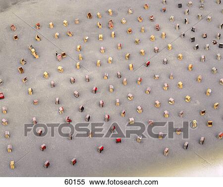 High angle view of beach chairs on sand View Large Photo Image Stock Photography - High angle view of beach chairs on sand . Fotosearch