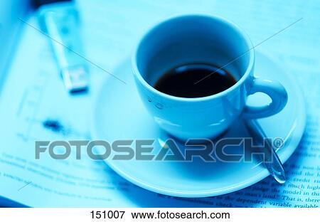 High angle view of cup of black coffee View Large Photo Image Stock Photo - High angle view of cup of black coffee . Fotosearch