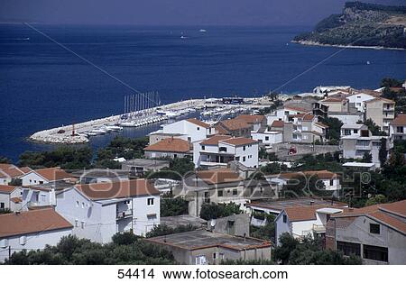 High angle view of houses at coast, Tucepi, Makarska Riviera, Croatia View Large Photo Image Picture - High angle view of houses at coast, Tucepi, Makarska Riviera, Croatia . Fotosearch