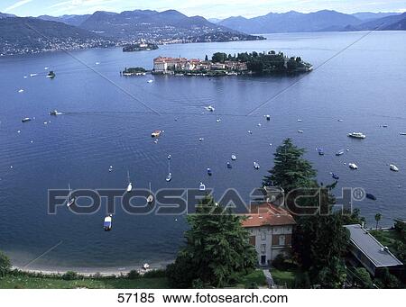High angle view of island in the sea, Lake Maggiore, Isola dei Pescatori, Italy View Large Photo Image Stock Photography - High angle view of island in the sea, Lake Maggiore, Isola dei Pescatori, Italy . Fotosearch