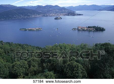 High angle view of islands in the sea, Lake Maggiore, Italy View Large Photo Image Picture - High angle view of islands in the sea, Lake Maggiore, Italy . Fotosearch
