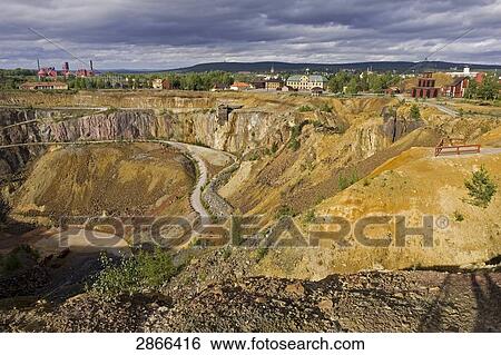Stock Photograph - High angle view of mine, Falun mine, Falun, Dalarna, Sweden . Fotosearch