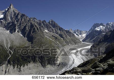 Stock Image - High angle view of mountains, Aiguille Du Dru, Bonatti Pillar, Petit Dru, France . Fotosearch