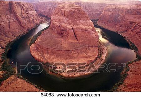 Stock Image - High angle view of river passing through canyon, Colorado River, Grand Canyon National Park, Arizona, USA . Fotosearch