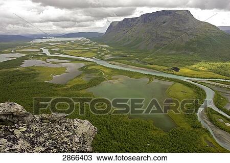 High angle view of river, Rapadalen, Sarek National Park, Jokkmokk Municipality, Lapland Province, Sweden View Large Photo Image Stock Image - High angle view of river, Rapadalen, Sarek National Park, Jokkmokk Municipality, Lapland Province, Sweden . Fotosearch