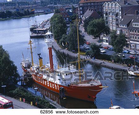 Stock Photograph - High angle view of ship museum, Emden, Lower Saxony, Germany . Fotosearch