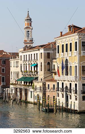 Stock Image - House facades at a canal, Venice, Italy . Fotosearch