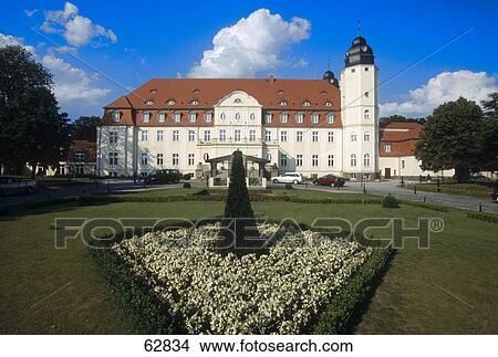 Lawn in front of castle, Fleesensee Castle, Goehren-Lebbin, Germany  View Large Photo Image Picture - Lawn in front of castle, Fleesensee Castle, Goehren-Lebbin, Germany . Fotosearch