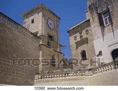 Stock Image - Low angle view of fortress, Gozo, Maltese Islands, Malta . Fotosearch
