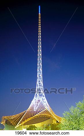 Picture - Low angle view of tower of museum, Victorian Arts Centre, Melbourne, Victoria, Australia . Fotosearch