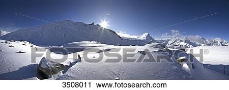 Stock Image - Mountain landscape in Zermatt, Switzerland, elevated view . Fotosearch