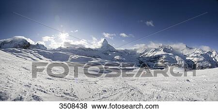 Stock Photo - Mountain landscape in Zermatt, Switzerland, elevated view . Fotosearch