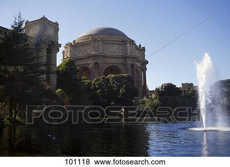 Stock Photo - Palace of the fine arts and fountain, San Francisco, USA . Fotosearch