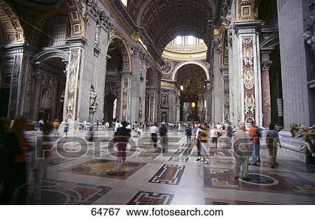 Stock Photo - People in church, St. Peter Church, Rome, Italy . Fotosearch