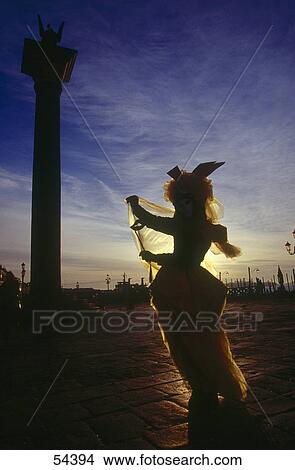 Picture - Person wearing traditional costume in carnival, Venice, Italy . Fotosearch