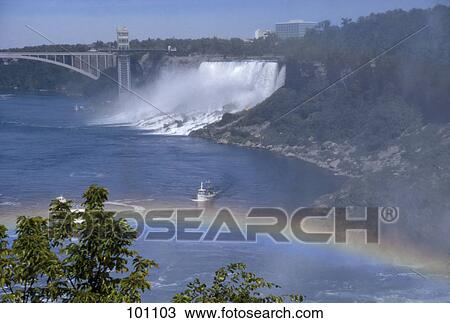 Rainbow with waterfall in background, Niagara Falls, Buffalo, New York State, USA View Large Photo Image Stock Image - Rainbow with waterfall in background, Niagara Falls, Buffalo, New York State, USA . Fotosearch