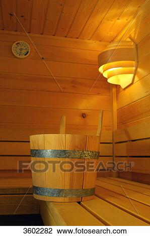 Stock Image - Sauna in a holiday house, Bavarian Forest, Bavaria, Germany, Europe . Fotosearch