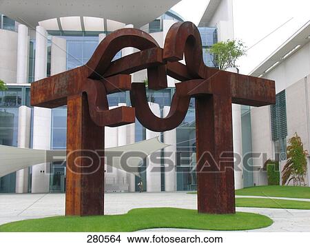 Sculpture in front of government building, Chancellors Office, Berlin, Germany View Large Photo Image Picture - Sculpture in front of government building, Chancellors Office, Berlin, Germany . Fotosearch