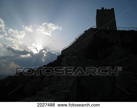 Silhouette of tower on cliff, Posada, Sardinia, Italy View Large Photo Image Stock Photo - Silhouette of tower on cliff, Posada, Sardinia, Italy . Fotosearch