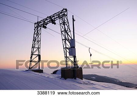 Ski lift, Styria, Austria, low angle view View Large Photo Image Stock Photo - Ski lift, Styria, Austria, low angle view . Fotosearch