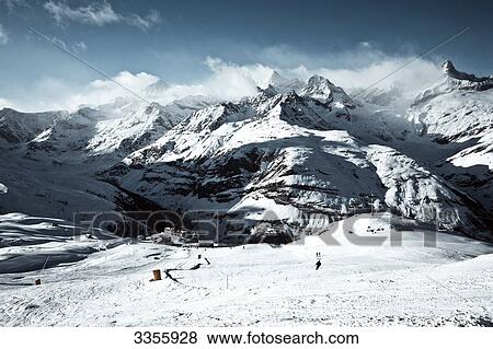 Ski slope, Zermatt, Switzerland, elevated view View Large Photo Image Stock Photo - Ski slope, Zermatt, Switzerland, elevated view . Fotosearch