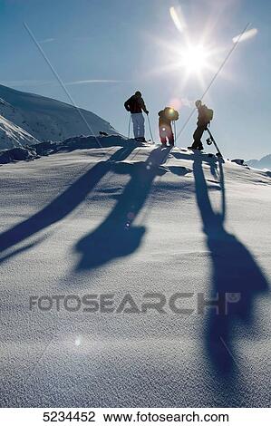 Skiers and snowboarders View Large Photo Image Stock Image - Skiers and snowboarders . Fotosearch